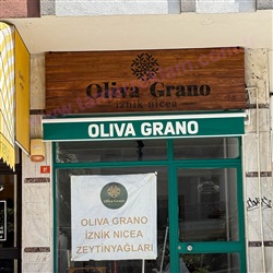 Masif Ahşap Yakma Tabela, Oliva Grano Cephe Tabelası