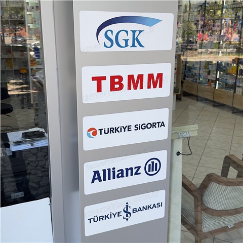 Anlaşmalı Sigorta Kurumları Eczane Kolon Tabelası