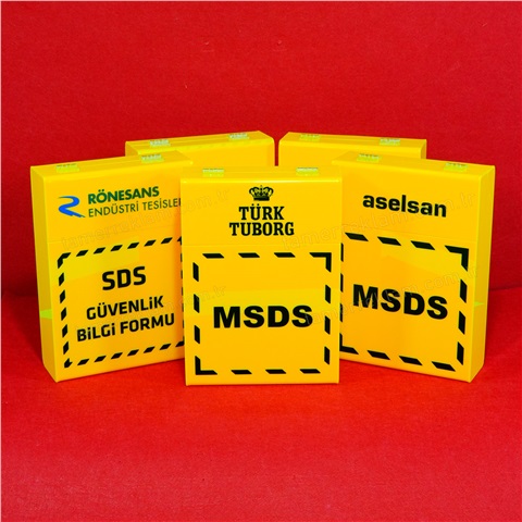 Marka Logolu Pleksiglas MSDS Kutusu, Material Safety Data Sheet Box