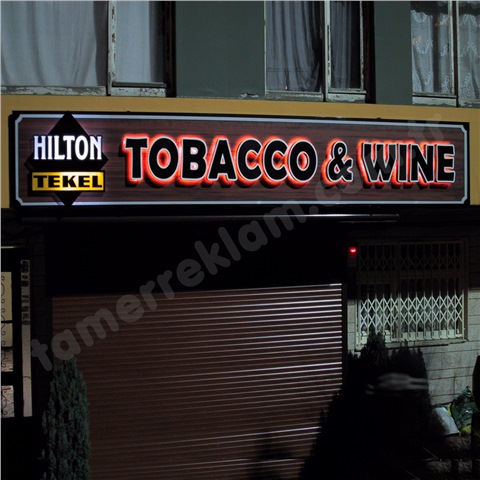 Hilton Tobacco & Wine Alminyum Kutu Harf Led Aydnlatmal