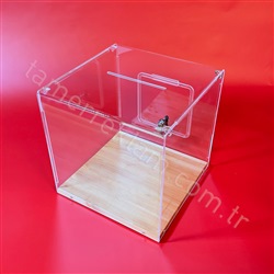 Sadaka Kutusu, Yardım Kutusu, Şeffaf Pleksiglas 30x30x30cm