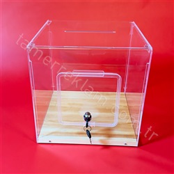 Sadaka Kutusu, Yardım Kutusu, Şeffaf Pleksiglas 30x30x30cm