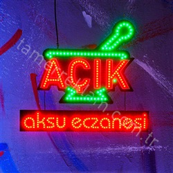 Eczane İsimli Açık Tabelası Havan Figürlü Led Tabela