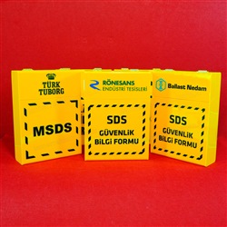 Marka Logolu Pleksiglas MSDS Kutusu, Material Safety Data Sheet Box