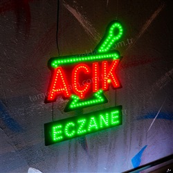 Eczane Açık Tabelası Havan Figürlü Yeşil